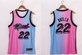 Wholesale Cheap Men\'s Miami Heat #22 Jimmy Butler Pink Blue 2021 Nike City Edition Swingman Jersey