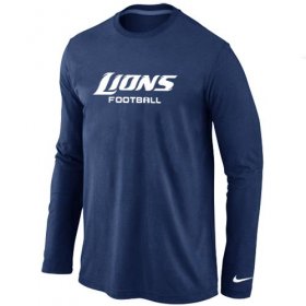Wholesale Cheap Nike Detroit Lions Authentic Font Long Sleeve T-Shirt Dark Blue
