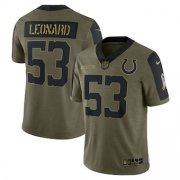 Wholesale Cheap Men's Indianapolis Colts #53 Darius Leonard Nike Olive 2021 Salute To Service Limited Player Jersey