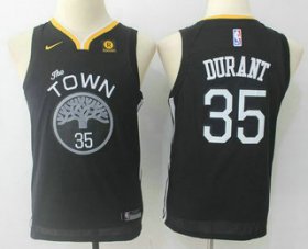 Cheap Youth Golden State Warriors #35 Kevin Durant Black 2017-2018 Nike Swingman Stitched NBA Jersey