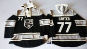 Wholesale Cheap Kings #77 Jeff Carter Black Sawyer Hooded Sweatshirt Stitched NHL Jersey