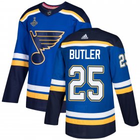 Wholesale Cheap Adidas Blues #25 Chris Butler Blue Home Authentic 2019 Stanley Cup Champions Stitched NHL Jersey