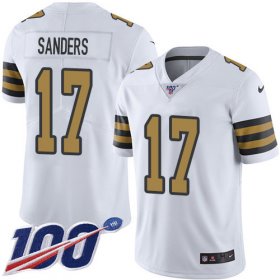 Wholesale Cheap Nike Saints #17 Emmanuel Sanders White Men\'s Stitched NFL Limited Rush 100th Season Jersey