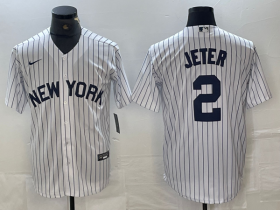 Cheap Men\'s New York Yankees #2 Derek Jeter White 2024 Cool Base Stitched Jerseys