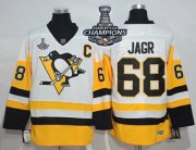 Wholesale Cheap Penguins #68 Jaromir Jagr White New Away 2017 Stanley Cup Finals Champions Stitched NHL Jersey