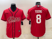 Wholesale Cheap Men's San Francisco 49ers #8 Steve Young Red With Patch Cool Base Stitched Baseball Jersey