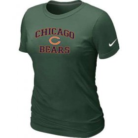 Wholesale Cheap Women\'s Nike Chicago Bears Heart & Soul NFL T-Shirt Dark Green