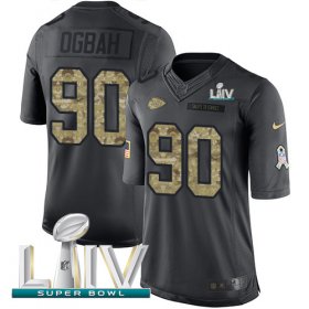 Wholesale Cheap Nike Chiefs #90 Emmanuel Ogbah Black Super Bowl LIV 2020 Youth Stitched NFL Limited 2016 Salute to Service Jersey