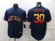 Wholesale Cheap Men's Houston Astros #30 Kyle Tucker Navy Blue Rainbow Stitched MLB Cool Base Nike Jersey