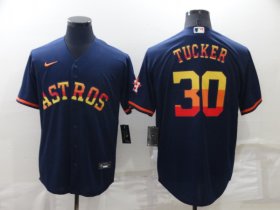Wholesale Cheap Men\'s Houston Astros #30 Kyle Tucker Navy Blue Rainbow Stitched MLB Cool Base Nike Jersey