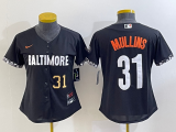 Wholesale Cheap Women's Baltimore Orioles #31 Cedric Mullins Number Black 2023 City Connect Cool Base Stitched Jersey