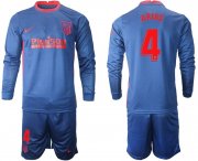 Wholesale Cheap Men 2020-2021 club Atletico Madrid away long sleeves 4 blue Soccer Jerseys