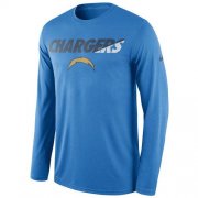 Wholesale Cheap Men's Los Angeles Chargers Nike Powder Blue Legend Staff Practice Long Sleeves Performance T-Shirt