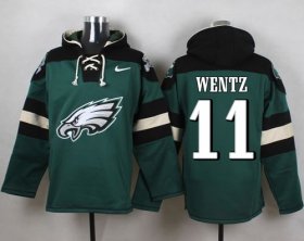Wholesale Cheap Nike Eagles #11 Carson Wentz Midnight Green Player Pullover Hoodie