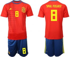 Wholesale Cheap Spain #8 Saul Niguez Home Soccer Country Jersey