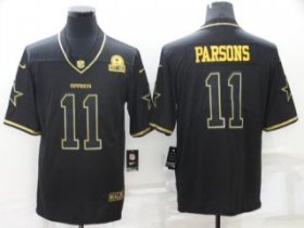 Wholesale Cheap Men\'s Dallas Cowboys #11 Micah Parsons Black Golden Edition Limited Stitched Jersey