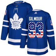 Wholesale Cheap Adidas Maple Leafs #93 Doug Gilmour Blue Home Authentic USA Flag Stitched NHL Jersey