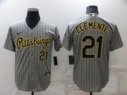 Wholesale Cheap Men's Pittsburgh Pirates #21 Roberto Clemente Dark Grey Cool Base Stitched Jersey