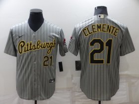 Wholesale Cheap Men\'s Pittsburgh Pirates #21 Roberto Clemente Dark Grey Cool Base Stitched Jersey