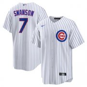 Wholesale Cheap Men's Chicago Cubs #7 Dansby Swanson White Cool Base Stitched Baseball Nike Jersey