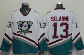 Wholesale Cheap Ducks #13 Teemu Selanne White CCM Throwback Stitched NHL Jersey