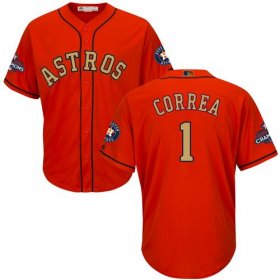Wholesale Cheap Astros #1 Carlos Correa Orange 2018 Gold Program Cool Base Stitched Youth MLB Jersey