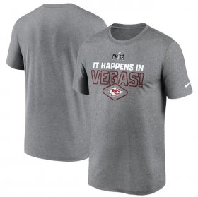 Cheap Men\'s Kansas City Chiefs Heather Gray Super Bowl LVIII Logo Lockup T-Shirt