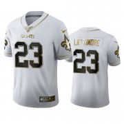 Wholesale Cheap New Orleans Saints #23 Marshon Lattimore Men's Nike White Golden Edition Vapor Limited NFL 100 Jersey