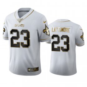 Wholesale Cheap New Orleans Saints #23 Marshon Lattimore Men\'s Nike White Golden Edition Vapor Limited NFL 100 Jersey