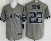 Cheap Men's New York Yankees #22 Juan Soto Gray Player Name Cool Base Jersey