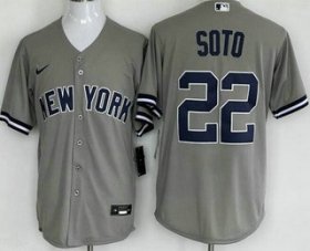 Cheap Men\'s New York Yankees #22 Juan Soto Gray Player Name Cool Base Jersey