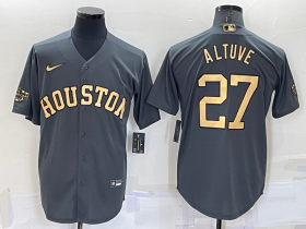 Wholesale Cheap Men\'s Houston Astros #27 Jose Altuve Charcoal 2022 All-Star Gold Flex Base Stitched Baseball Jersey