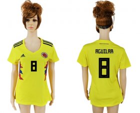 Wholesale Cheap Women\'s Colombia #8 Aguilar Home Soccer Country Jersey