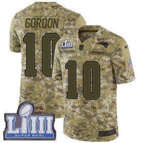 Wholesale Cheap Nike Patriots #10 Josh Gordon Camo Super Bowl LIII Bound Youth Stitched NFL Limited 2018 Salute to Service Jersey