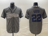 Cheap Men's New York Yankees #22 Juan Soto Grey Gridiron Cool Base Stitched Baseball Jersey