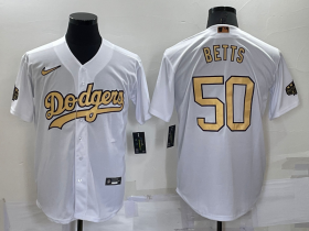 Wholesale Cheap Men\'s Los Angeles Dodgers #50 Mookie Betts White 2022 All-Star Cool Base Stitched Baseball Jerseys
