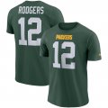Wholesale Cheap Nike Green Bay Packers #12 Aaron Rodgers Player Pride 3.0 Name & Number Wordmark T-Shirt Green