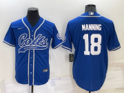 Wholesale Men's Indianapolis Colts #18 Peyton Manning Blue Stitched MLB Cool Base Nike Baseball Jersey