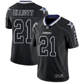 Wholesale Cheap Nike Cowboys #21 Ezekiel Elliott Lights Out Black Men\'s Stitched NFL Limited Rush Jersey