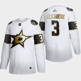 Wholesale Cheap Dallas Stars #3 John Klingberg Men\'s Adidas White Golden Edition Limited Stitched NHL Jersey
