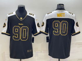 Wholesale Cheap Men\'s Pittsburgh Steelers #90 TJ Watt Black Gold Thanksgiving Vapor Untouchable Limited Stitched Jersey