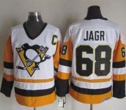 Wholesale Cheap Penguins #68 Jaromir Jagr White/Black CCM Throwback Stitched NHL Jersey