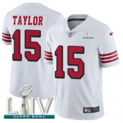 Wholesale Cheap Nike 49ers #15 Trent Taylor White Super Bowl LIV 2020 Rush Youth Stitched NFL Vapor Untouchable Limited Jersey