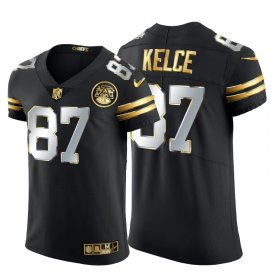 Wholesale Cheap Kansas City Chiefs #87 Travis Kelce Men\'s Nike Black Edition Vapor Untouchable Elite NFL Jersey