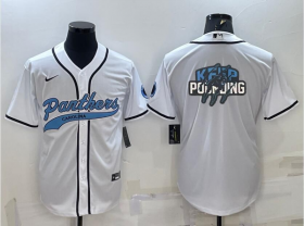Wholesale Cheap Men\'s Carolina Panthers White Team Big Logo With Patch Cool Base Stitched Baseball Jersey