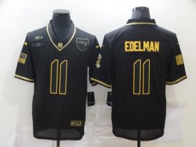 Wholesale Cheap Men\'s New England Patriots #11 Julian Edelman Black Gold 2020 Salute To Service Stitched NFL Nike Limited Jersey