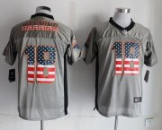 Wholesale Cheap Nike Broncos #18 Peyton Manning Grey Men's Stitched NFL Elite USA Flag Fashion Jersey