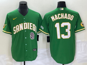 Wholesale Cheap Men\'s San Diego Padres #13 Manny Machado Green Cool Base Stitched Baseball Jersey 1