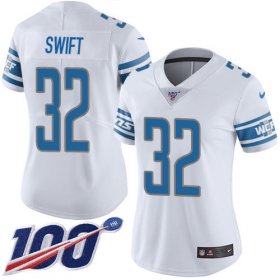 Wholesale Cheap Nike Lions #32 D\'Andre Swift White Women\'s Stitched NFL 100th Season Vapor Untouchable Limited Jersey
