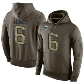 Wholesale Cheap NFL Men\'s Nike Los Angeles Rams #6 Johnny Hekker Stitched Green Olive Salute To Service KO Performance Hoodie